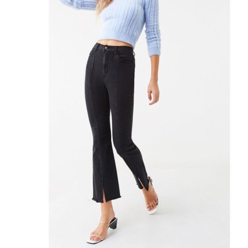 Forever 21 Front split hem high waist jeans